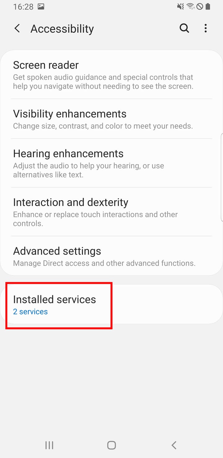 2. Click Installed Services